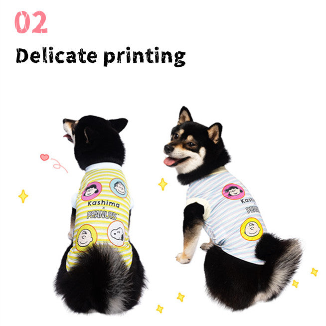 Kashima X Snoopy Blue striped cool-fabric clothes