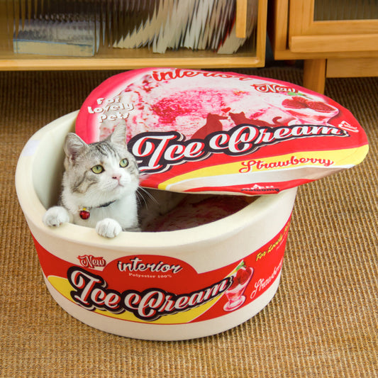 Kashima Strawberry Ice Cream Shaped Pet Bed